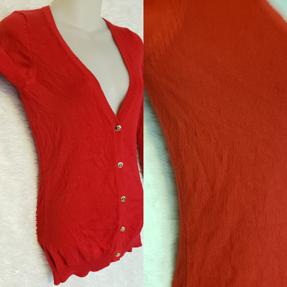 ❌SOLD❌90's Candy Red Skinny Slim Fit Cardigan - Picture 8 of 16